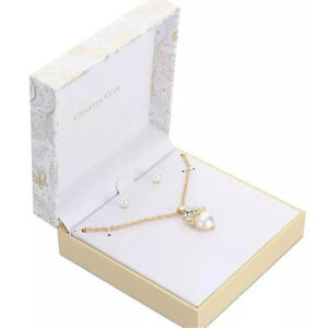 Charter Club Gold-Tone Crystal Crown Imitation Pearl Pendant Necklace & Stud Ear